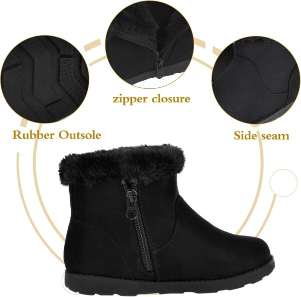 festooning Girls & Toddler' Faux Fur Shearling Style Boots, Girls Warm Winter Flat Non-Slip Zip Snow Boots for Indoor Outdoor(Toddler/Little Kid/Big Kid) - Image 5