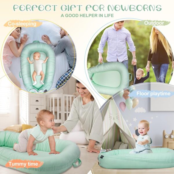 Baby Lounger, Infant Lounger for Newborn 0-24 Months, Breathable and Soft 100% Cotton Baby Nest Cover, Babies Essentials Gifts, Portable Co-Sleeping Baby Bed for Home and Travel - Image 6