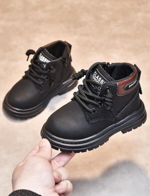 Ausing Boys Girls Combat Ankle Boots Lace up Fashion Walking Hiking Boots Winter Snow Boots for Kids Non-Slip Texture Sole - Image 2