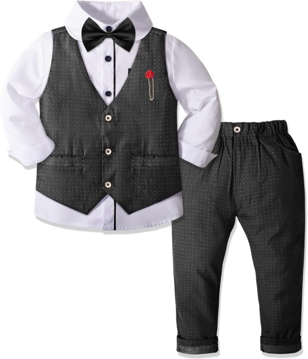 Nwada 4 Piece Boy Suits Boys Wedding Suit Page Boy Party Prom Formal Tuxedo Suits 3-4 Years - Image 3