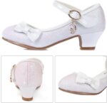 Girl Sandals Glitter Princess Shoes Sequin Party Shoes Bling Bowknot High Heels Wedding Birthday Dress Shoes Comfort Bright Diamond Cosplay Dance Shoes for Little Girls Pink Silver Blue Purple White - Image 2