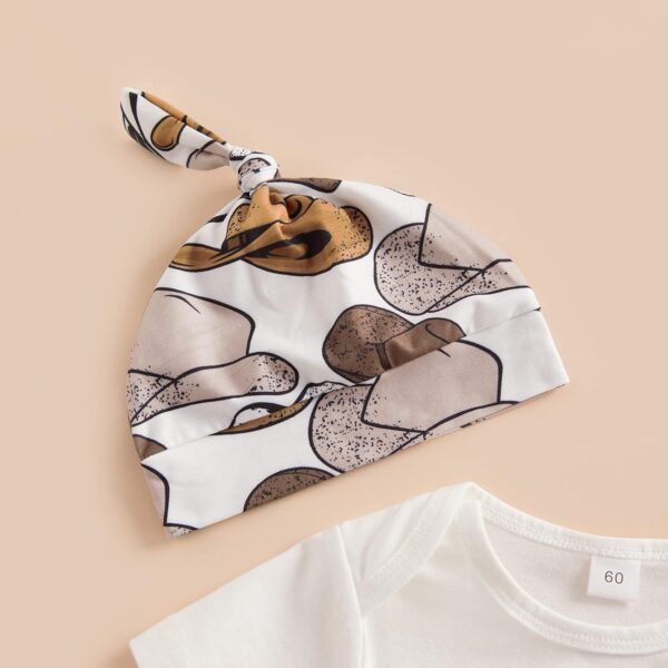 RWYBEYW Western Newborn Baby Boy Cowboy Outfit Boots/Hat/Cow Print Romper Bodysuit+Long Pants +Cap 3Pcs Summer Clothes Set - Image 5