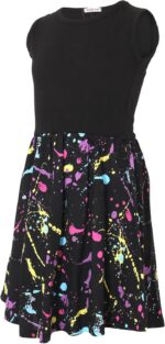 A2Z 4 Kids Girls Black Panel Skater Dress Pastel Splash Print Fashion Party Top Summer Dresses New Age 5 6 7 8 9 10 11 12 13 Years - Image 4