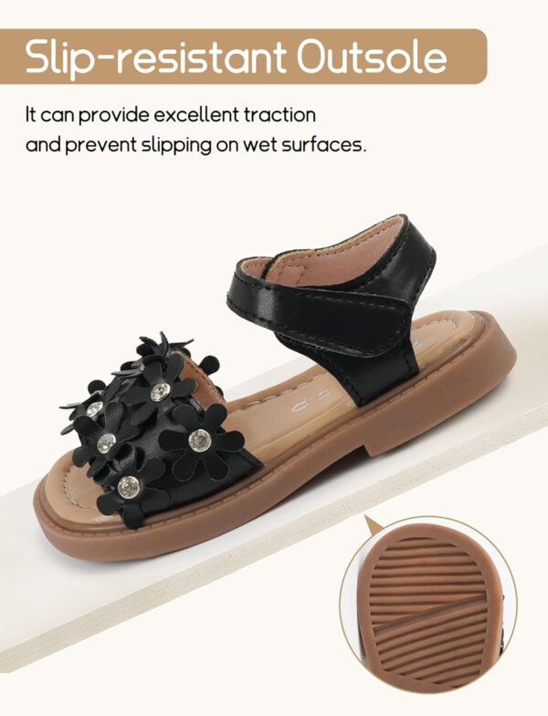 Ausing Toddler Little Girls Flower Open-Toe Flat Dress Sandals Summer Casual Shoes Elegant Princess Flat Sandals Kids Sandals - Image 3