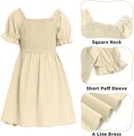 Balipig Girls Dress Puff Short Sleeve Square Neck Summer Dresses Kids Casual Elegant Party A-Line Skirt Clothes for Girl 3-14 Years - Image 3