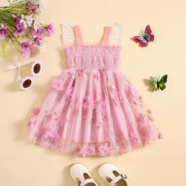 Toddler Baby Girl Summer Butterfly Wings Dress Sleeveless Princess Tutu Dress Fairy Layered Ruffle Birthday Dresses - Image 4
