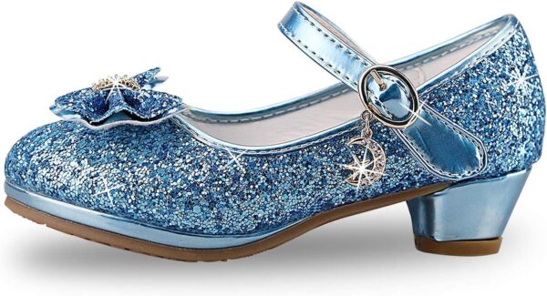 Lanivic Girls Princess Shoes Sequins Sweet Bows High Heels Wedding Party Dress Shoes Dance Bright Diamond Cosplay Christmas Festival Shoes Pink Blue Purple Gold Silver - Image 2