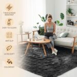 Rugs Living Room - 120x180cm Dark Grey Large Rug for Living Room - Ultra Soft Fluffy Shaggy Rugs for Bedroom, Indoor Nursery Carpets for Kids Room Home Decor, Non Shedding, Anti-Slip Backing - Image 3