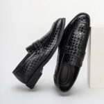 Ophestin Men's Loafers Moccasins Weave Formal Dress Shoes Slip-On Driving Business Shoes - Image 4
