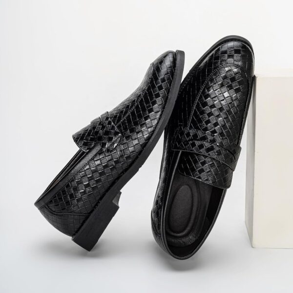Ophestin Men's Loafers Moccasins Weave Formal Dress Shoes Slip-On Driving Business Shoes - Image 4