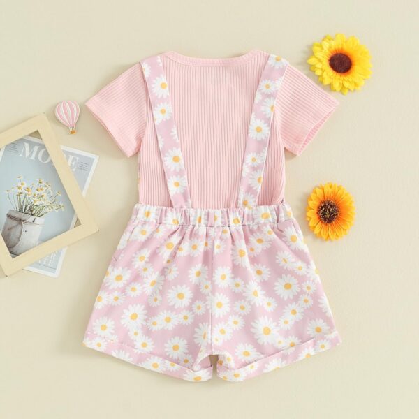 Toddler Kids Baby Girl Floral Overalls Shorts with Pocket Suspender Trousers Summer Clothing Outfits - Image 3