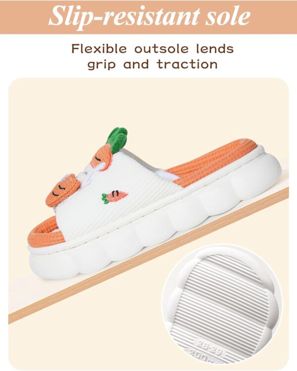 Maeau Toddler Kids Slippers Boys Girls House Slippers Cute Cartoon Animal Open Toe Shoes Linen Indoor Outdoor Slippers Non-Slip House Shoes - Image 3