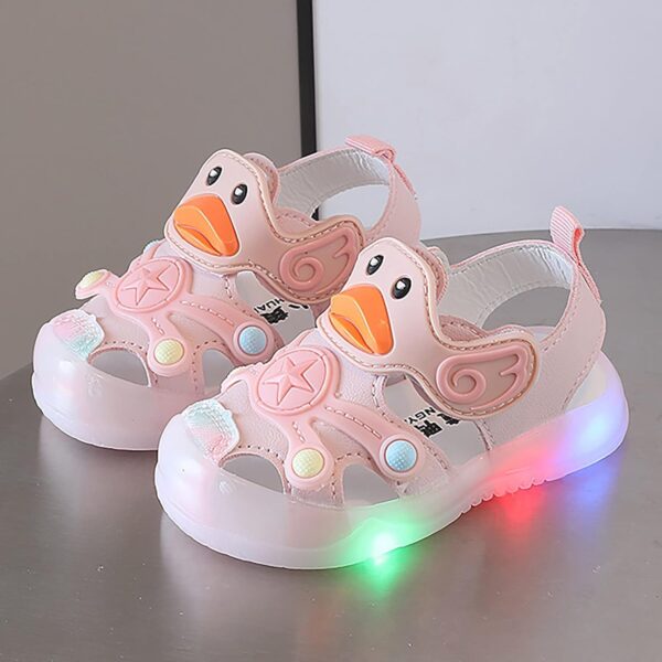 SHOBDW Boys Shoes, Toddler Kids Baby Boys Summer Shoes with Flashing Lights Sandals Cute Cartoon (5-5.5 Years, Coffee) - Image 2