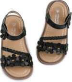 SEAUR Summer Sandals Girls Leather Sandals Walking Sandals Girls Flower Sandals Open Toe Sandals Girls Fashion Sandals