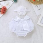 Newborn Baby Girls Tulle Bowknot Bloomers Diaper Cover Ruffled Shorts Brief with Flower Headband Photo Prop - Image 4