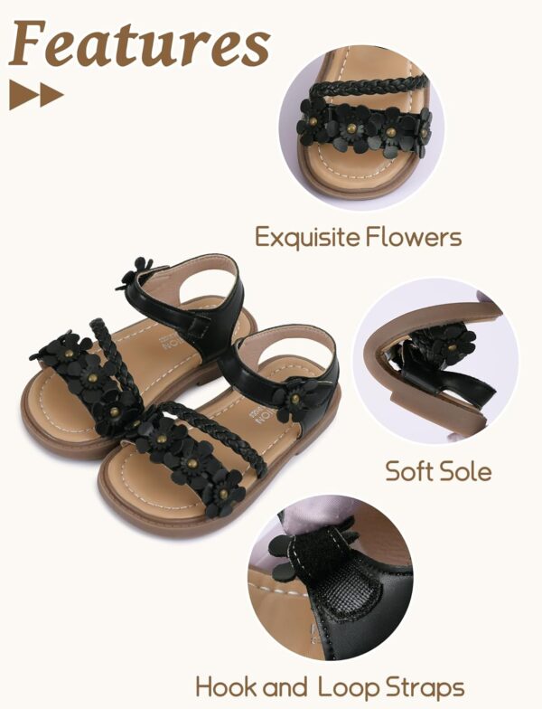 SEAUR Summer Sandals Girls Leather Sandals Walking Sandals Girls Flower Sandals Open Toe Sandals Girls Fashion Sandals - Image 2
