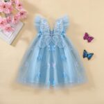 Baby Girl Ruffle Sleeveless Dress Toddler Girl 3D Bufferfly Flower Tulle Dress Square Neck Princess Wing Party Dress for Little Girl - Image 3