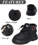 Ausing Boys Girls Combat Ankle Boots Lace up Fashion Walking Hiking Boots Winter Snow Boots for Kids Non-Slip Texture Sole - Image 4