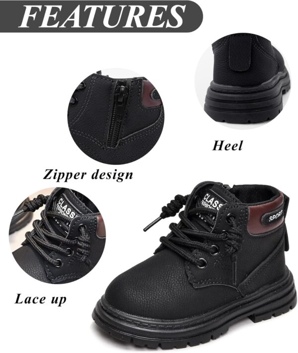 Ausing Boys Girls Combat Ankle Boots Lace up Fashion Walking Hiking Boots Winter Snow Boots for Kids Non-Slip Texture Sole - Image 4