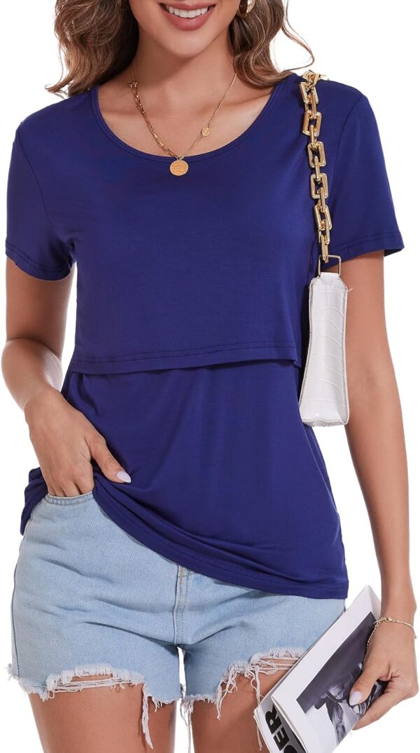 Sosolism Essential Nursing Tops Summer Breastfeeding Tshirt Short Sleeve Soft Feeding tee for Women - Image 2