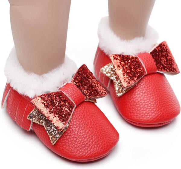 Cotton Infant Plush Boots Walkers Shoes Warm Bowknot Snow Baby Soft Girls First Baby Shoes Baby Boy Size 3 Boots - Image 3