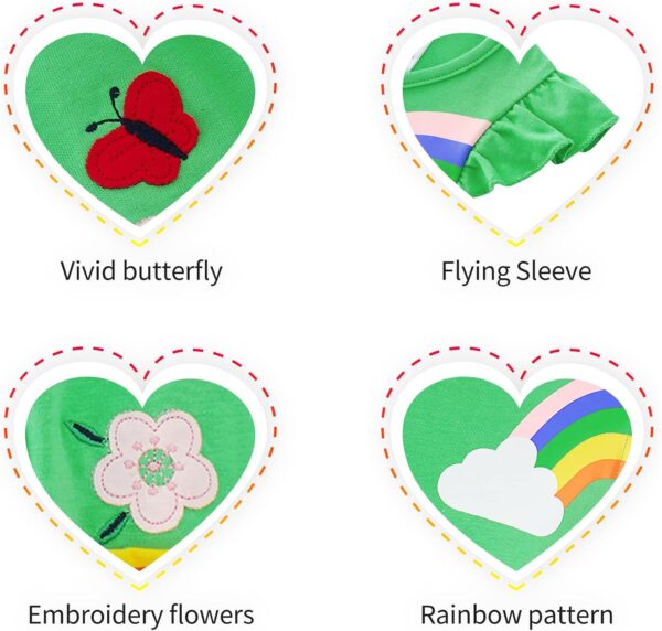 Little Girls Dresses Rainbow Long Sleeve/Sleeveless Dress Girls Cotton Pocket T-Shirt Dress Kids Winter/Summer Stripe Dress with Unicorn Flowers Print 3-8 Years - Image 5