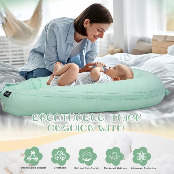 Baby Lounger, Infant Lounger for Newborn 0-24 Months, Breathable and Soft 100% Cotton Baby Nest Cover, Babies Essentials Gifts, Portable Co-Sleeping Baby Bed for Home and Travel - Image 3