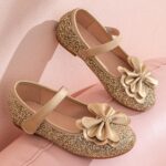 Girls Dress Shoes Mary Jane Wedding Party Shoes Glitter Bridesmaids Princess Flat for Little Girls - Image 3