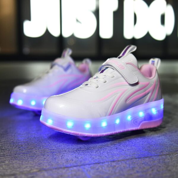 Boys and Girls LED Roller Skates Shoes with Double Wheels Trainers Technical Retractable Skateboarding Shoes for Kids Light up Shiny Luminous Sneakers Best Gift for Party Birthday Christmas Day - Image 6