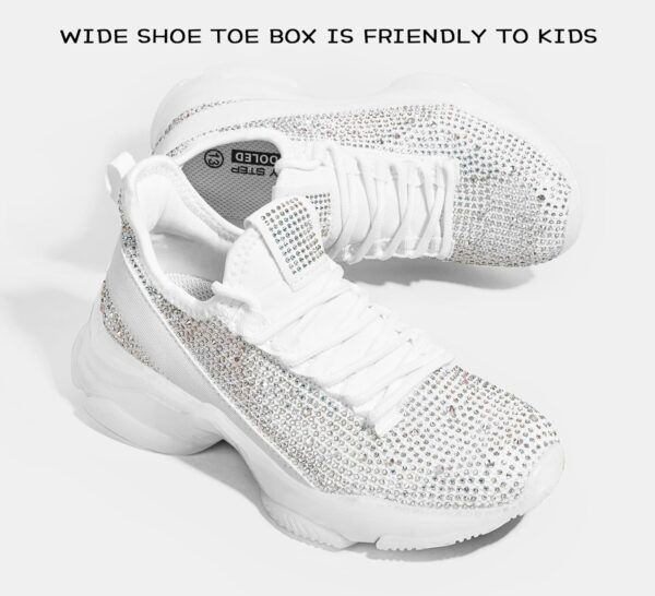 Lucky Step Girls Rhinestone Slip On Sneakers Kids Sparkly Lightweight Tennis School Knit Jelly Sole Glitter Walking Shoes Toddler - Image 6