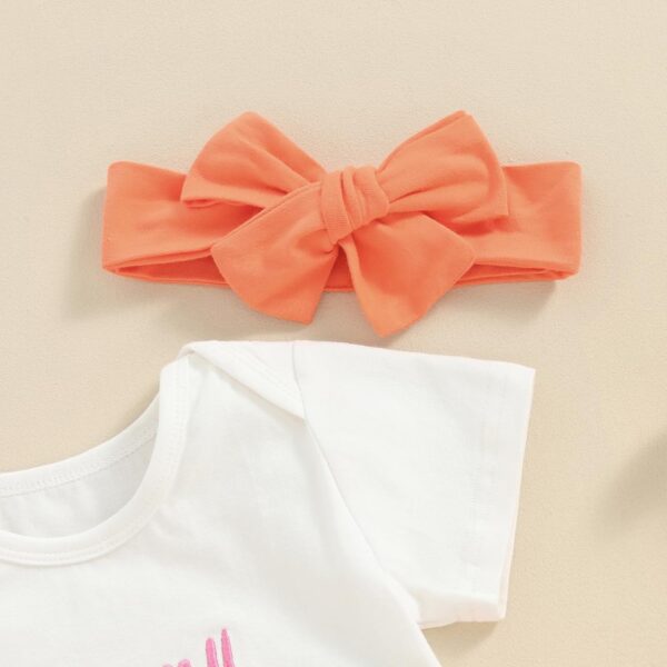 Newborn Infant Baby Girl Easter Outfit Short Sleeve Romper Bunny Shorts Bloomers with Headband Summer Set - Image 4