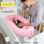 Baby Lounger - 100% Cotton Soft & Breathable Nest Lounger for Newborns to 24 Months, Portable Co-Sleeper for Boys & Girls, Perfect Baby Gift (Pink) - Image 4
