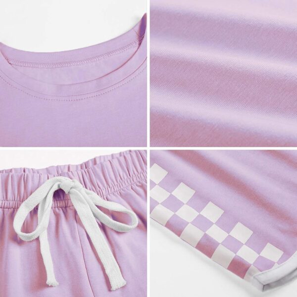 BOVOSHA Girls Summer Clothes Kids Outfit Short Sleeve Crop Top ＋ Plaid Shorts Set Kids Sports Tracksuit - Image 6