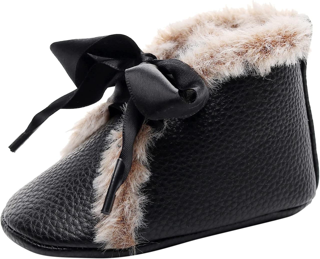 71oXLNpZwyL._AC_SL1500_.jpg Boots Girls Bowknot Soft First Infant Baby Snow Cotton Warm Shoes Plush Baby Shoes Toddler Boy Boots Size 5 - Image 1