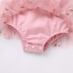 FYMNSI Newborn Infant Baby Girls Romper Dress Short Puff Sleeve Square Neck Tutu Tulle Princess Dresses with Bowknot Headband 2pcs Set - Image 7