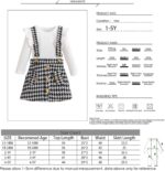 BENO TIGER Toddler Baby Girls Long Sleeve Skirt Set Solid Color Cotton Ribbed Shirt Top Plaid Suspender A-line Skirt Clothes Set - Image 9