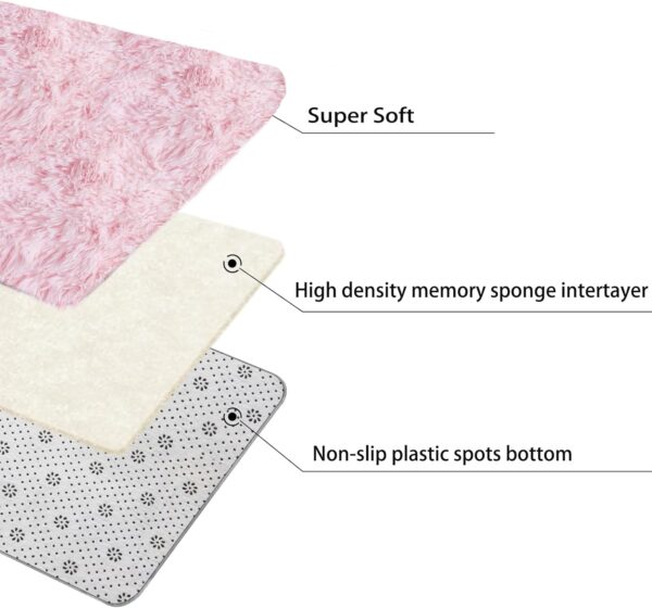 Living Room Rug, Thick Pile Plush Area Rugs,Anti-Slip Rugs for Living Room,Bedside,Kids Room,Bedroom Big Carpet (Pink,160x230 cm) - Image 4