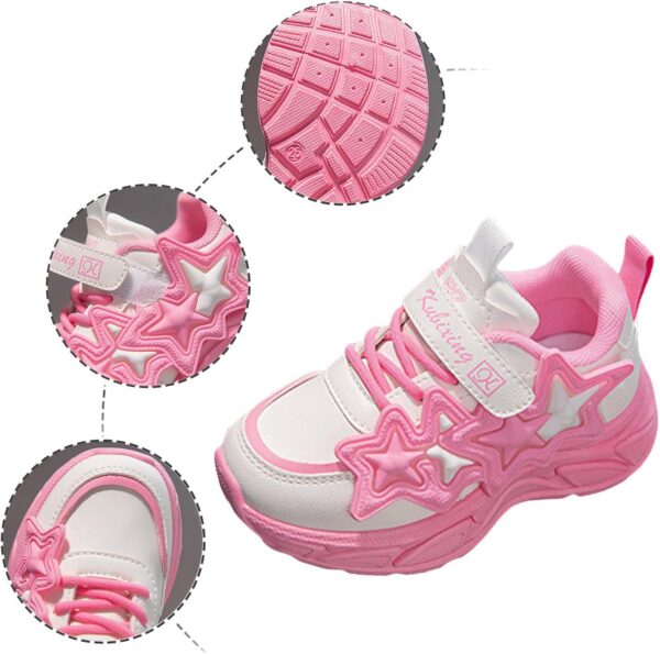 Boys Girls Sneakers Kids Sports Athletic Shoes Walking Shoes Little Kid/Big Kid Girls Sports Shoes Fashion New Pattern Cute Star Flat Bottom Comfortable Non Slip Hook Loop Seasonal Casual Shoes - Image 5