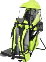 HOMCOM Baby Hiking Backpack Carrier Child Carrier with Ergonomic Hip Seat Detachable Rain Cover Adjustable Straps Stand for Toddler 6-36 Months Green