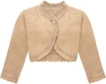 Lilax Little Girls' Knit Long Sleeve Button Closure Bolero Cardigan Shrug