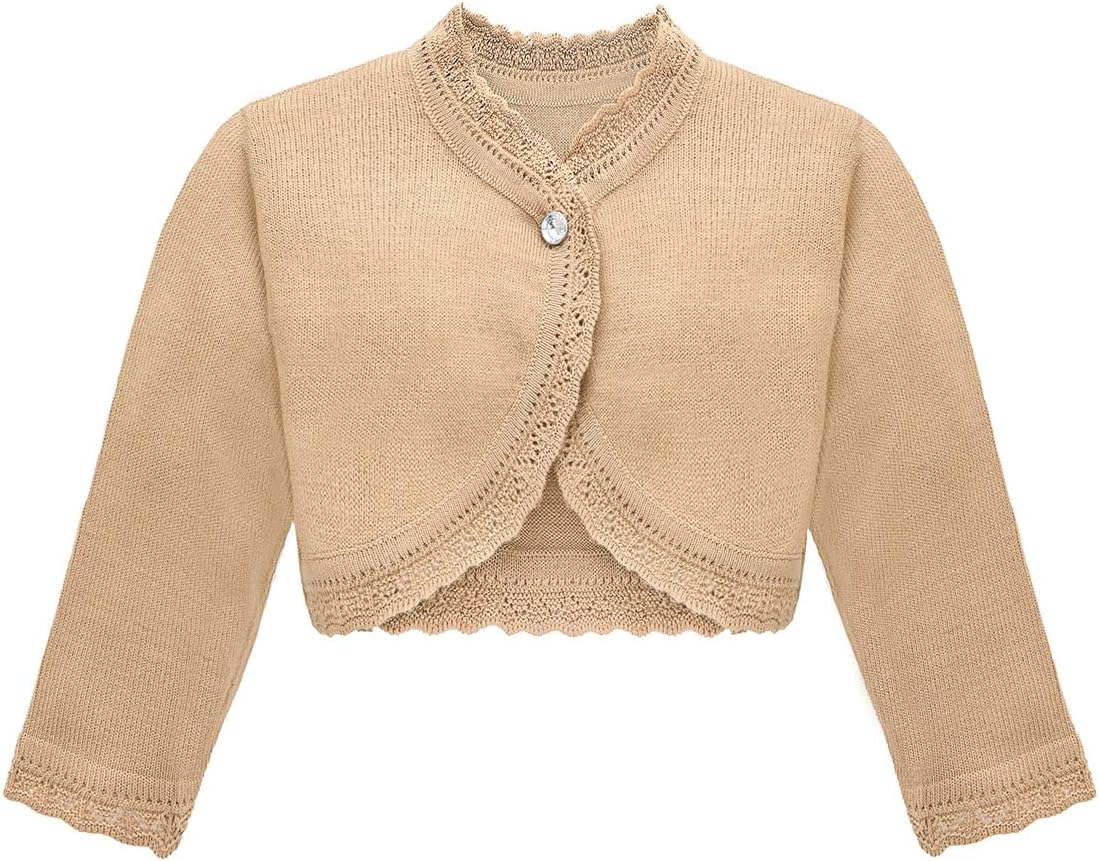71p0ckfOOXL._AC_SL1120_.jpg Lilax Little Girls' Knit Long Sleeve Button Closure Bolero Cardigan Shrug - Image 1
