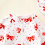 Nicoxijia Baby Girls Long Sleeve One Piece Swimming Costume Zipper Swimsuit Swimwear Bathing Suit Rash Guard with Sun Hat Set - Image 5