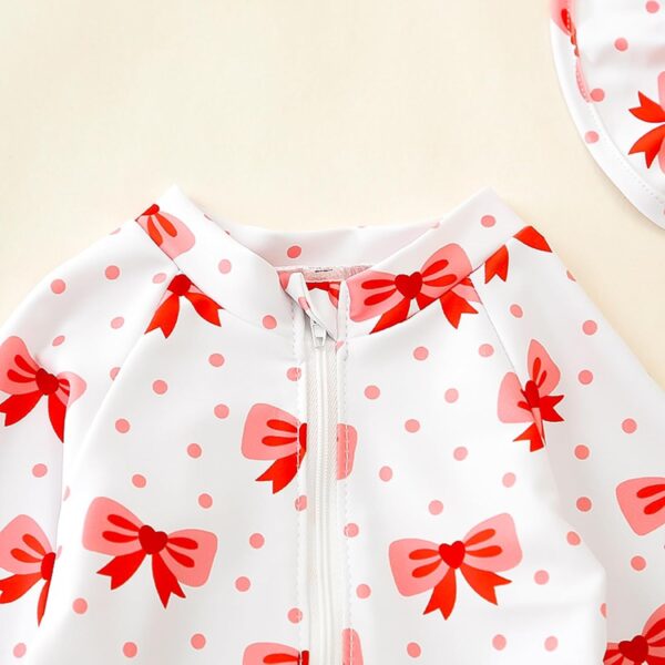 Nicoxijia Baby Girls Long Sleeve One Piece Swimming Costume Zipper Swimsuit Swimwear Bathing Suit Rash Guard with Sun Hat Set - Image 5