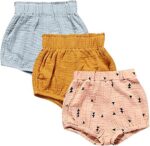 3 Pack of Little Baby Girls Boys Cotton Linen Blend Cute Bloomer Shorts