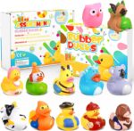 SCIONE 12PCS Rubber Ducks Bath Toys Colorful Bath Ducks Toys for Baby Shower Awards Easter Party Bag Fillers for Kids Classroom Gift Exchange