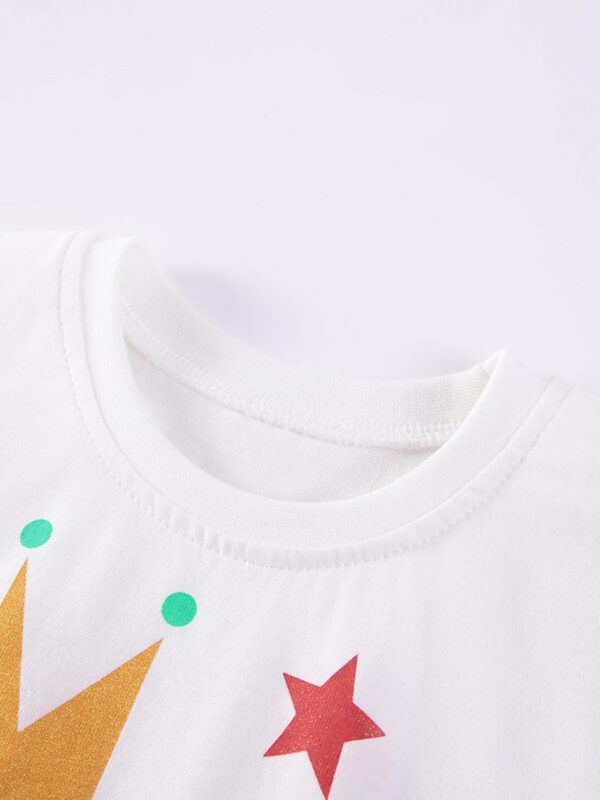 TCWWBB Girls Toddler Outfits Clothes Set Kids Cute Bunny Dancing Birthday Print Short Sleeve T-Shirt Tops Leggings Trousers 2 Piece Set Clothing Age 1-7 Years - Image 3