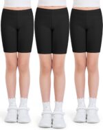Auranso Girls Cycling Shorts 5-12 Years PE Dance Short Leggings Kids Summer Over Knee Half Length Cycle Shorts 3 Pack