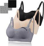 3 Pack Women's Nursing Bra, Night Sleep Nursing Bra Maternity Bra Sleeping Bra with Removable Breast Pads and Extenders Seamless Wire Free Maternity Bra