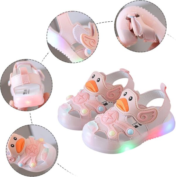 SHOBDW Boys Shoes, Toddler Kids Baby Boys Summer Shoes with Flashing Lights Sandals Cute Cartoon (5-5.5 Years, Coffee) - Image 4