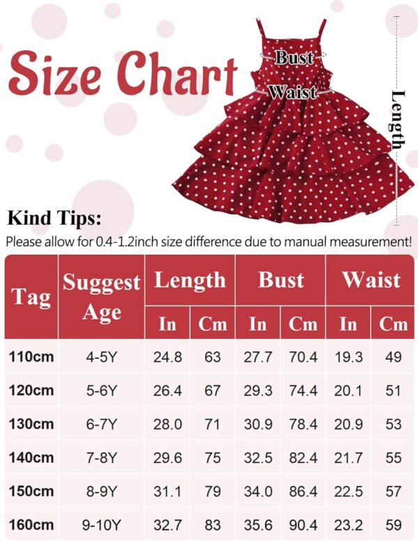 FEOYA Kids Girls Tutu Dress Sleeveless Summer Dress Spaghetti Strap Polka Dot Retro Outfit 3 Layers Ruffle Dress Fashion Casual Clothes for 4-10 Years 110-160 - Image 6